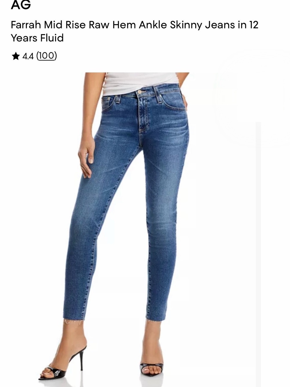 Ag Adriano Goldschmied Farrah Mid-Rise Ankle Skinny Jeans - Blue Wash